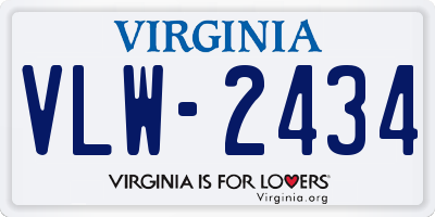 VA license plate VLW2434