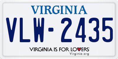 VA license plate VLW2435