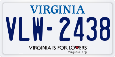 VA license plate VLW2438