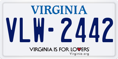 VA license plate VLW2442