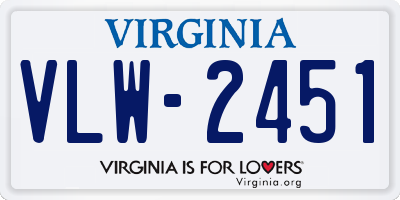 VA license plate VLW2451