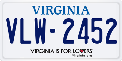 VA license plate VLW2452