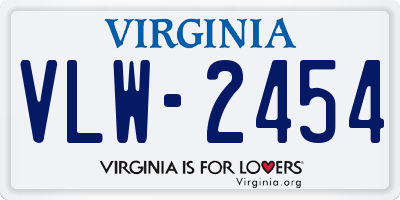 VA license plate VLW2454