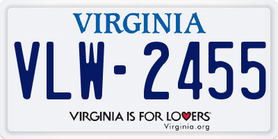 VA license plate VLW2455