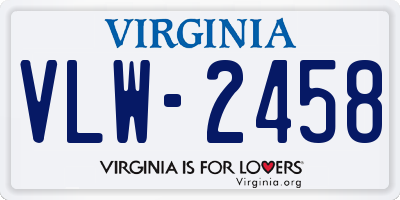 VA license plate VLW2458