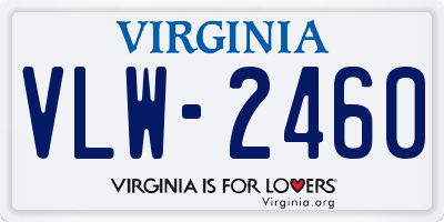 VA license plate VLW2460