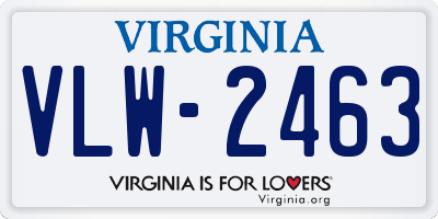 VA license plate VLW2463