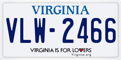 VA license plate VLW2466