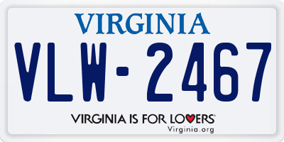 VA license plate VLW2467