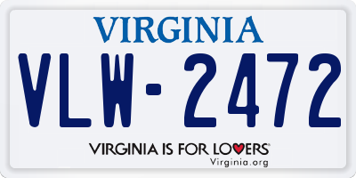 VA license plate VLW2472