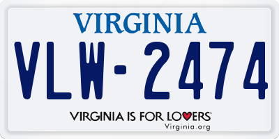 VA license plate VLW2474