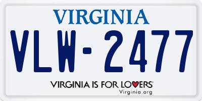 VA license plate VLW2477