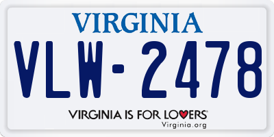 VA license plate VLW2478