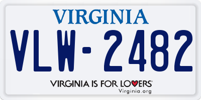 VA license plate VLW2482