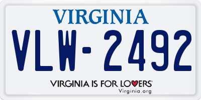 VA license plate VLW2492