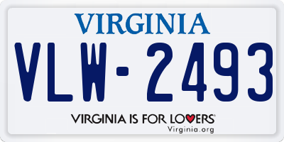 VA license plate VLW2493