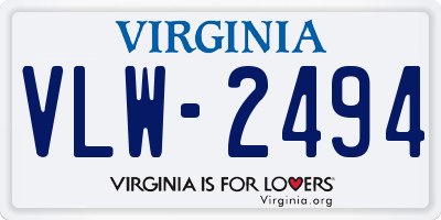 VA license plate VLW2494