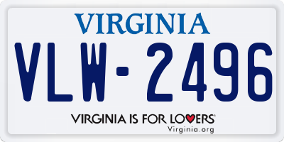 VA license plate VLW2496