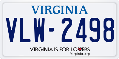 VA license plate VLW2498