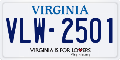 VA license plate VLW2501