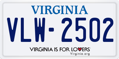 VA license plate VLW2502