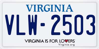 VA license plate VLW2503