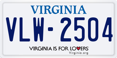 VA license plate VLW2504