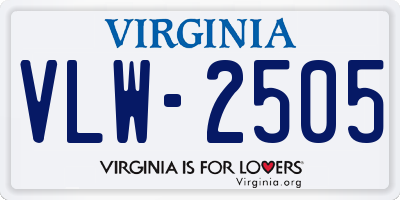 VA license plate VLW2505