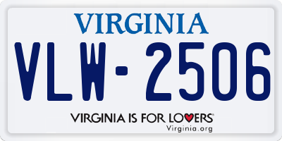 VA license plate VLW2506