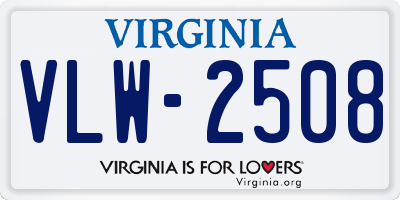 VA license plate VLW2508