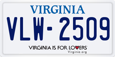 VA license plate VLW2509