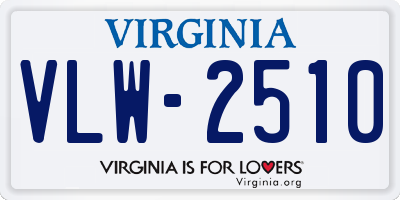 VA license plate VLW2510