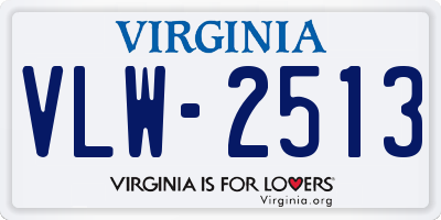 VA license plate VLW2513