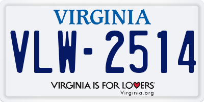 VA license plate VLW2514