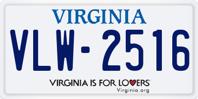 VA license plate VLW2516