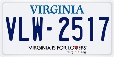 VA license plate VLW2517