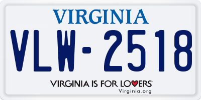 VA license plate VLW2518