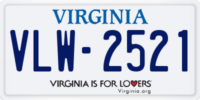 VA license plate VLW2521