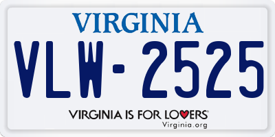 VA license plate VLW2525