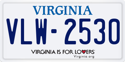 VA license plate VLW2530