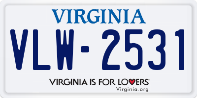 VA license plate VLW2531