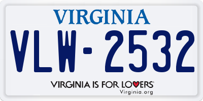 VA license plate VLW2532