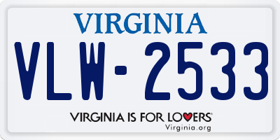 VA license plate VLW2533