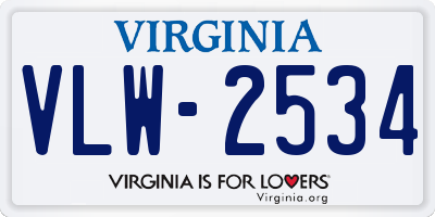 VA license plate VLW2534