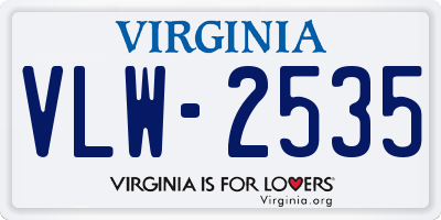 VA license plate VLW2535