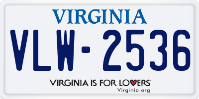 VA license plate VLW2536