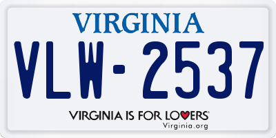 VA license plate VLW2537