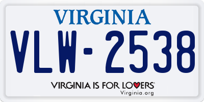 VA license plate VLW2538