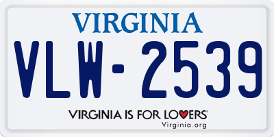 VA license plate VLW2539