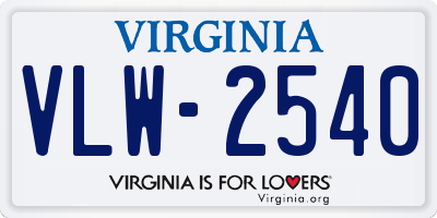 VA license plate VLW2540